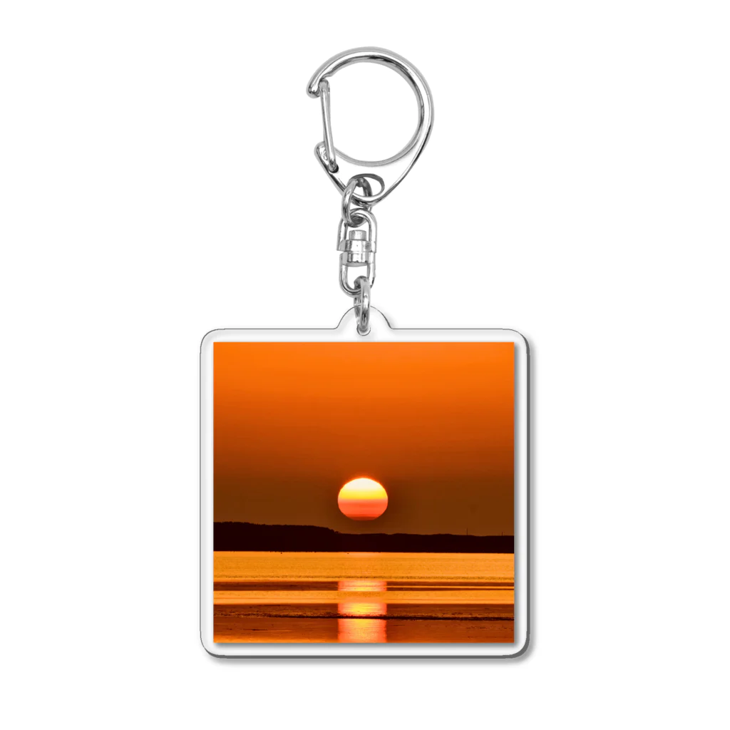 Okhotsk_scenery オホーツクの魅力お伝えし隊のサロマ湖のまん丸夕日 Acrylic Key Chain