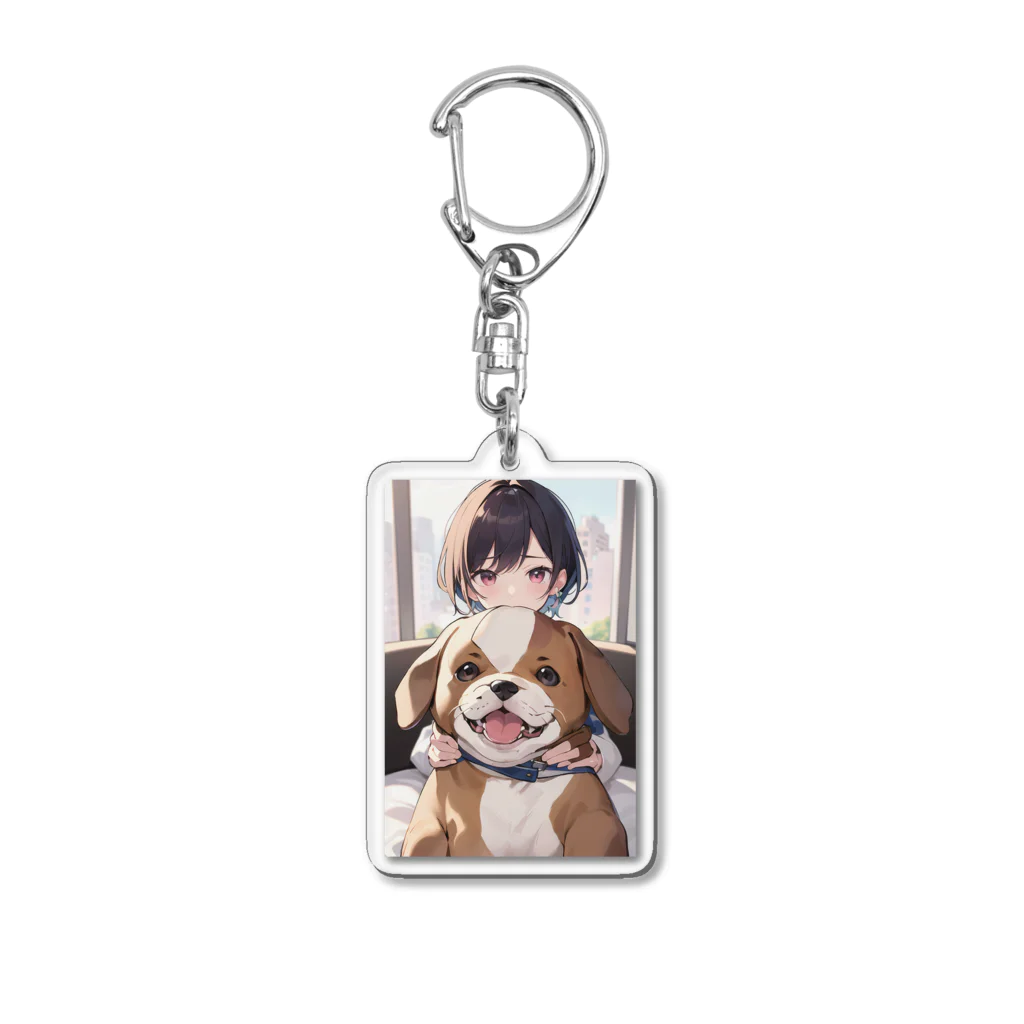 ヨシまあのぬいぐるみと女の子 Acrylic Key Chain