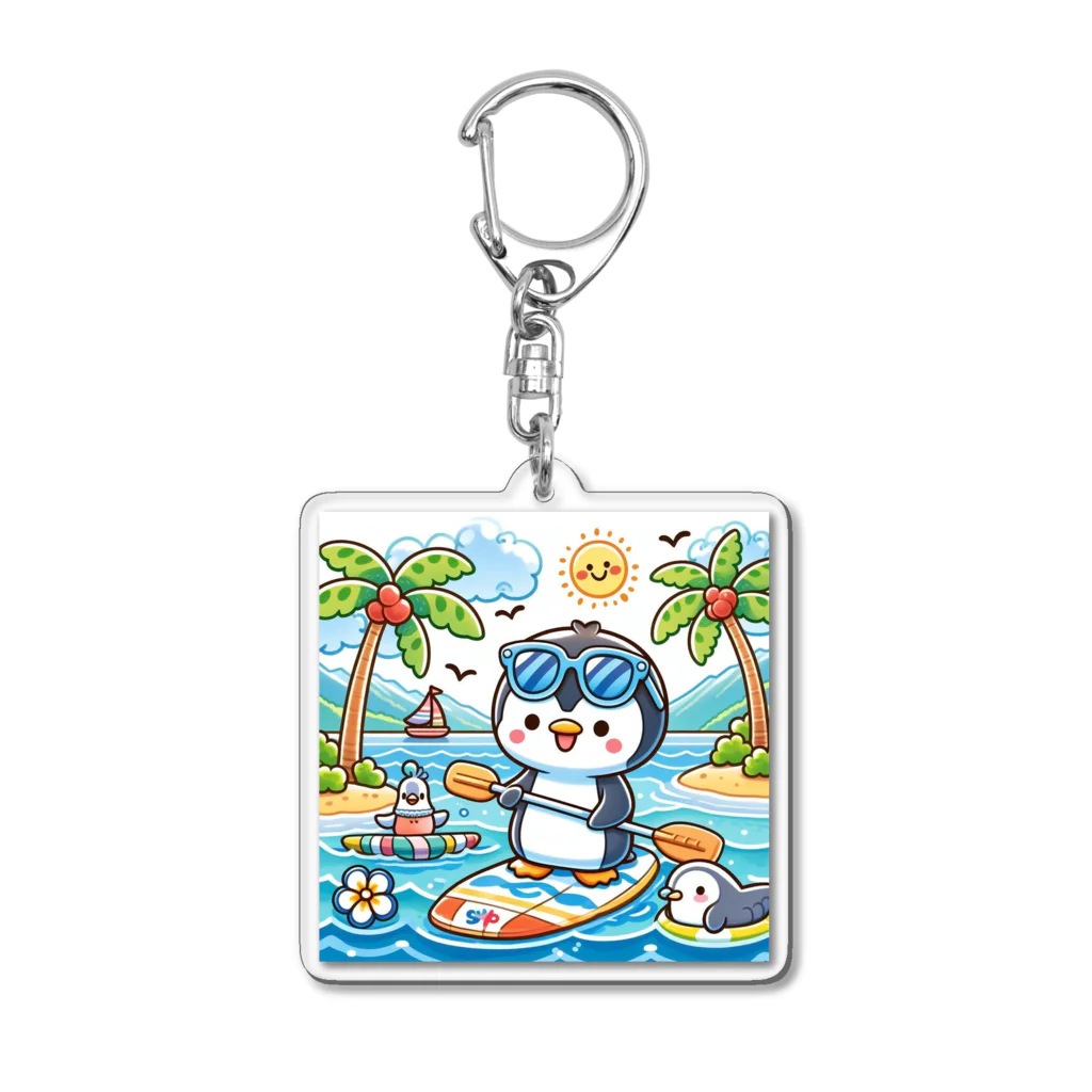 Enjoy 旅SUP!の旅ペンギン　ハワイでSUP❣️ Acrylic Key Chain