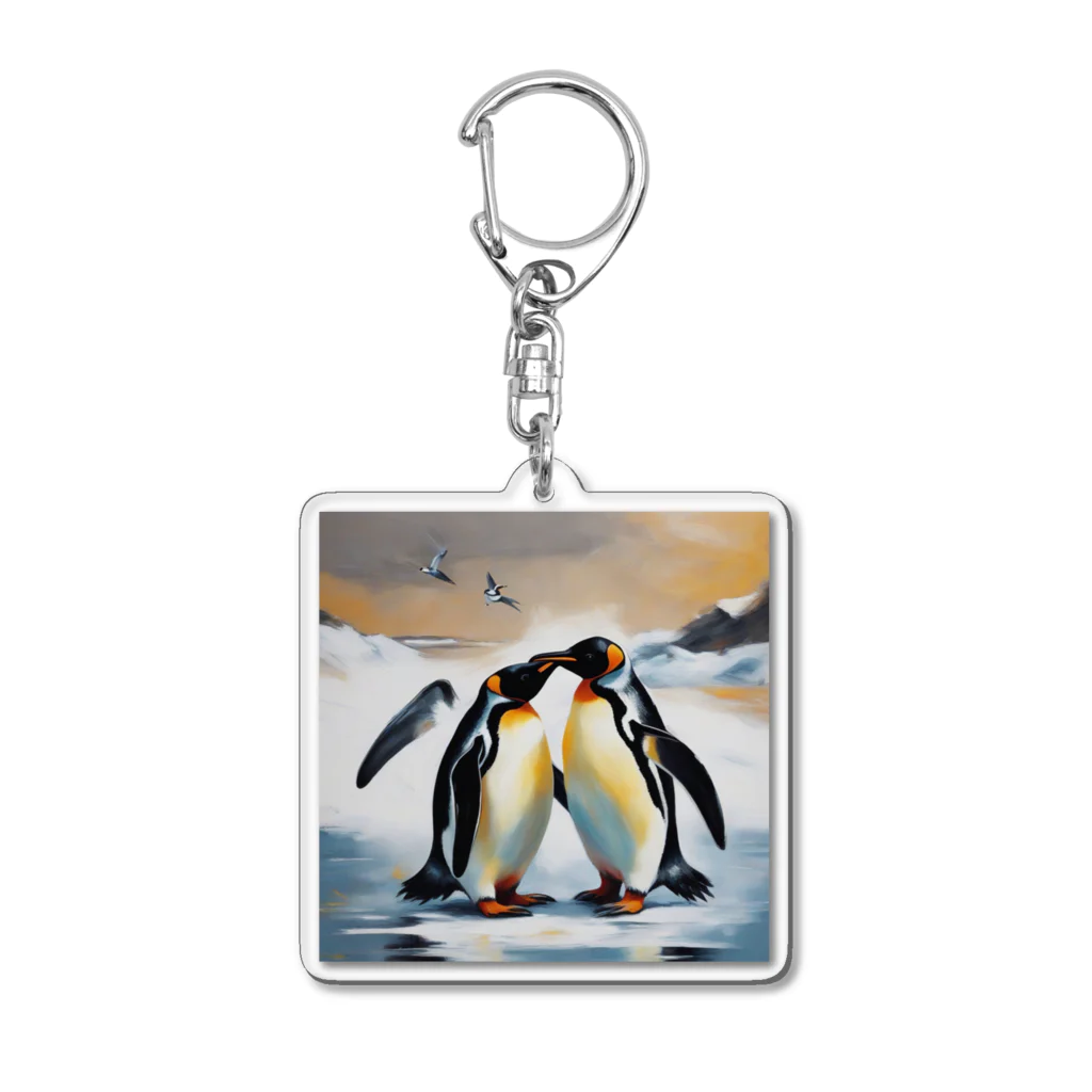 akipen76の恋の相手に必死に求愛しているペンギン Acrylic Key Chain