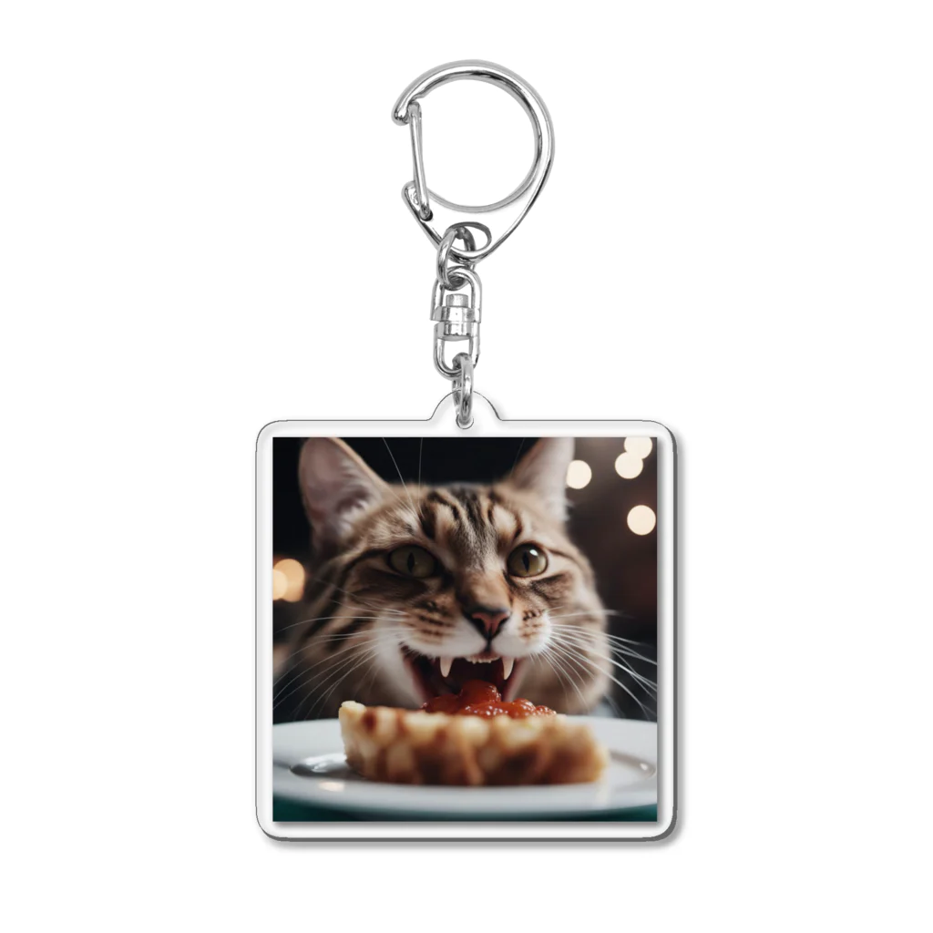 feliceのごはんを食べている猫 Acrylic Key Chain