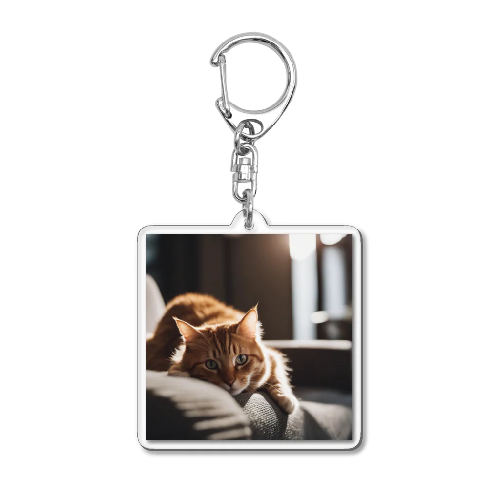 feliceのリビングでごろんとする猫 Acrylic Key Chain