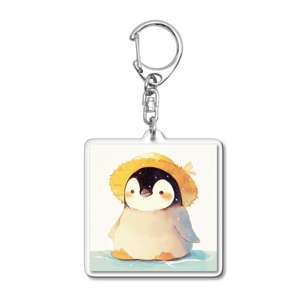 AQUAMETAVERSEの帽子をかぶった可愛い子供ペンギン Marsa 106 Acrylic Key Chain