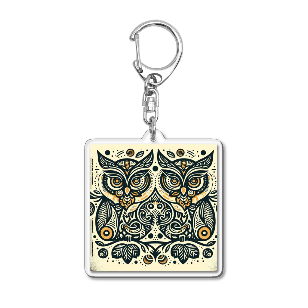 kotpopのSymmetrical Owls Acrylic Key Chain