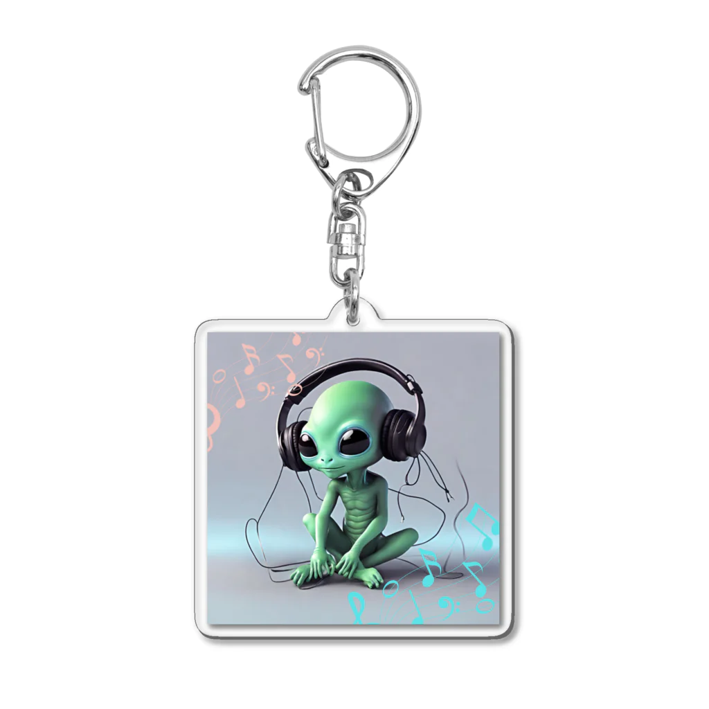 apple47の音楽を聴く宇宙人 Acrylic Key Chain