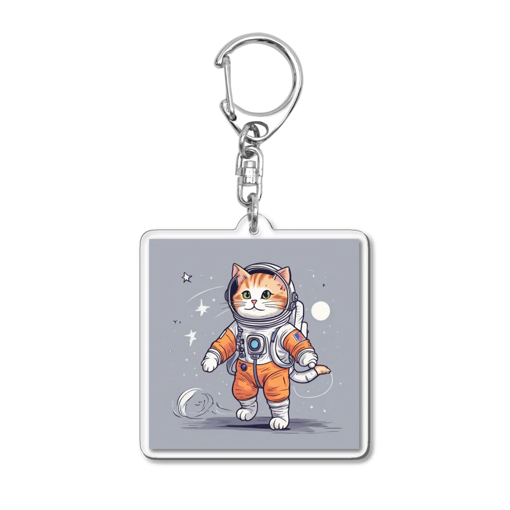 dora8の宇宙ウォークを行う宇宙飛行士な猫2 Acrylic Key Chain