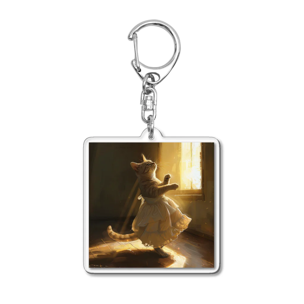 AQUAMETAVERSEの神々しい光を浴びる猫姫 アメジスト 2046 Acrylic Key Chain