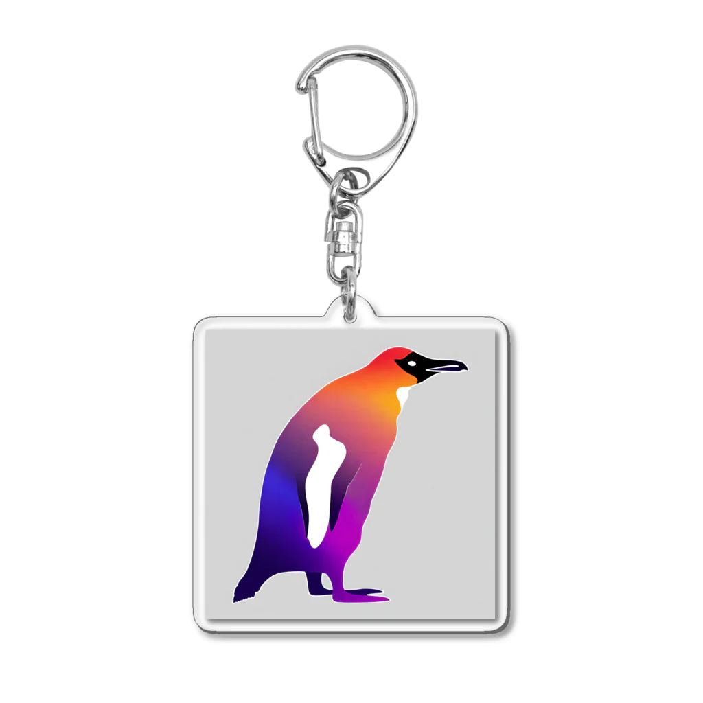 mirinconixの紫からオレンジのグラデーションのペンギン Acrylic Key Chain