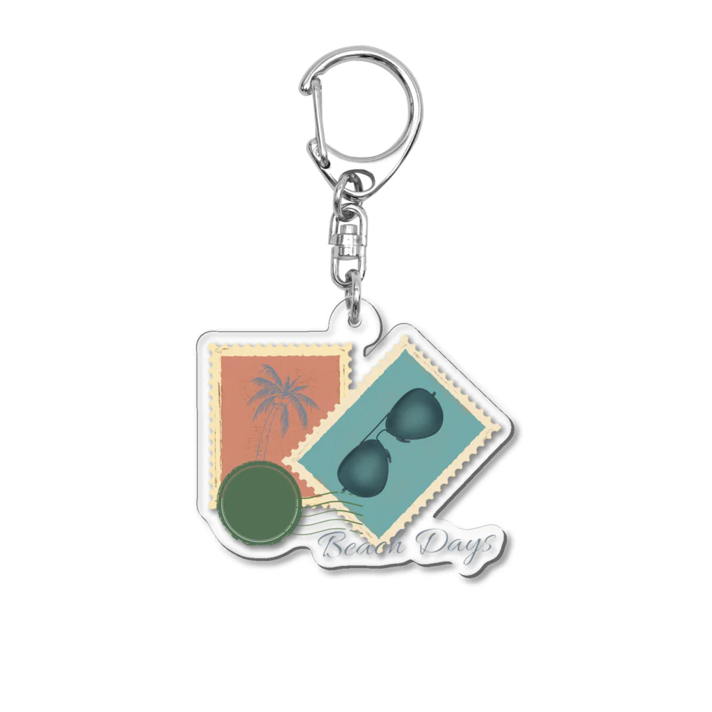  SATOHIROショップのレトロウェーブハーモニー Acrylic Key Chain