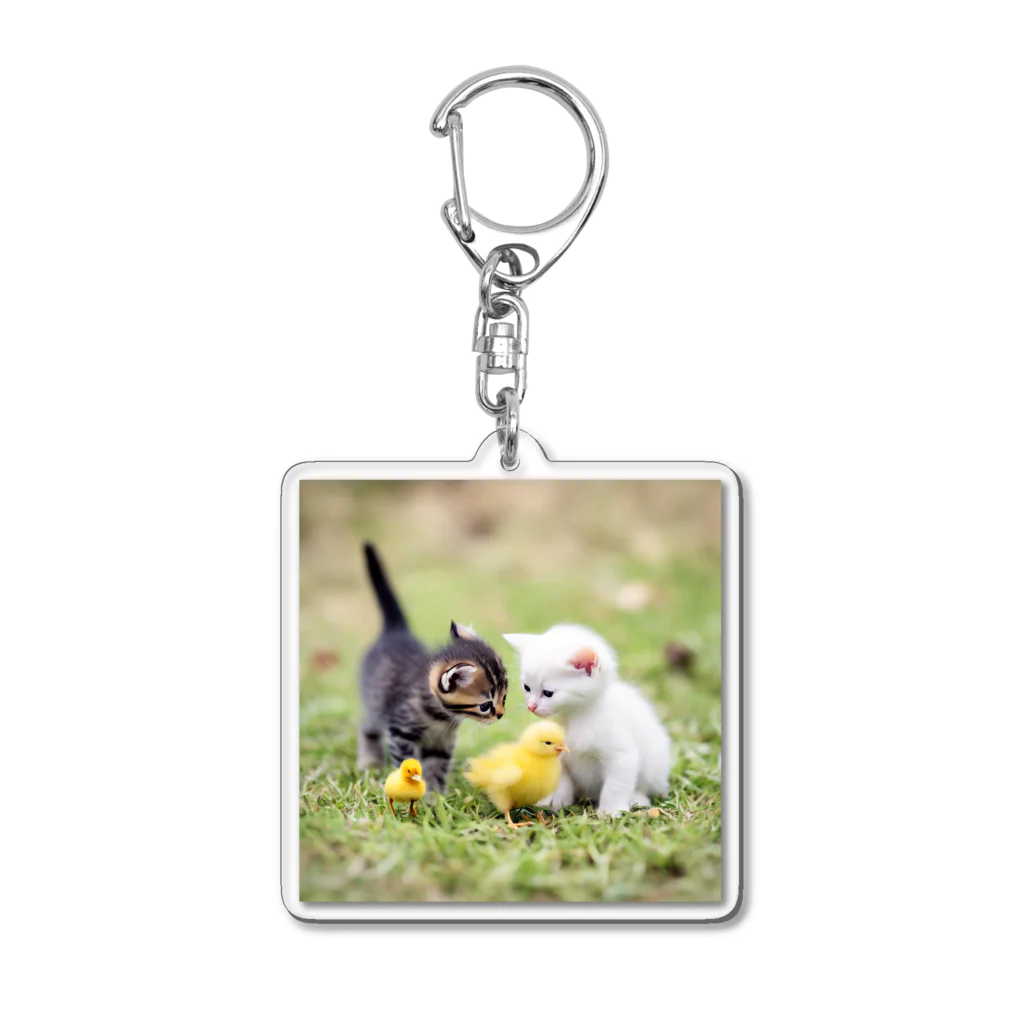 chocomegane0228の子猫とひよこ Acrylic Key Chain