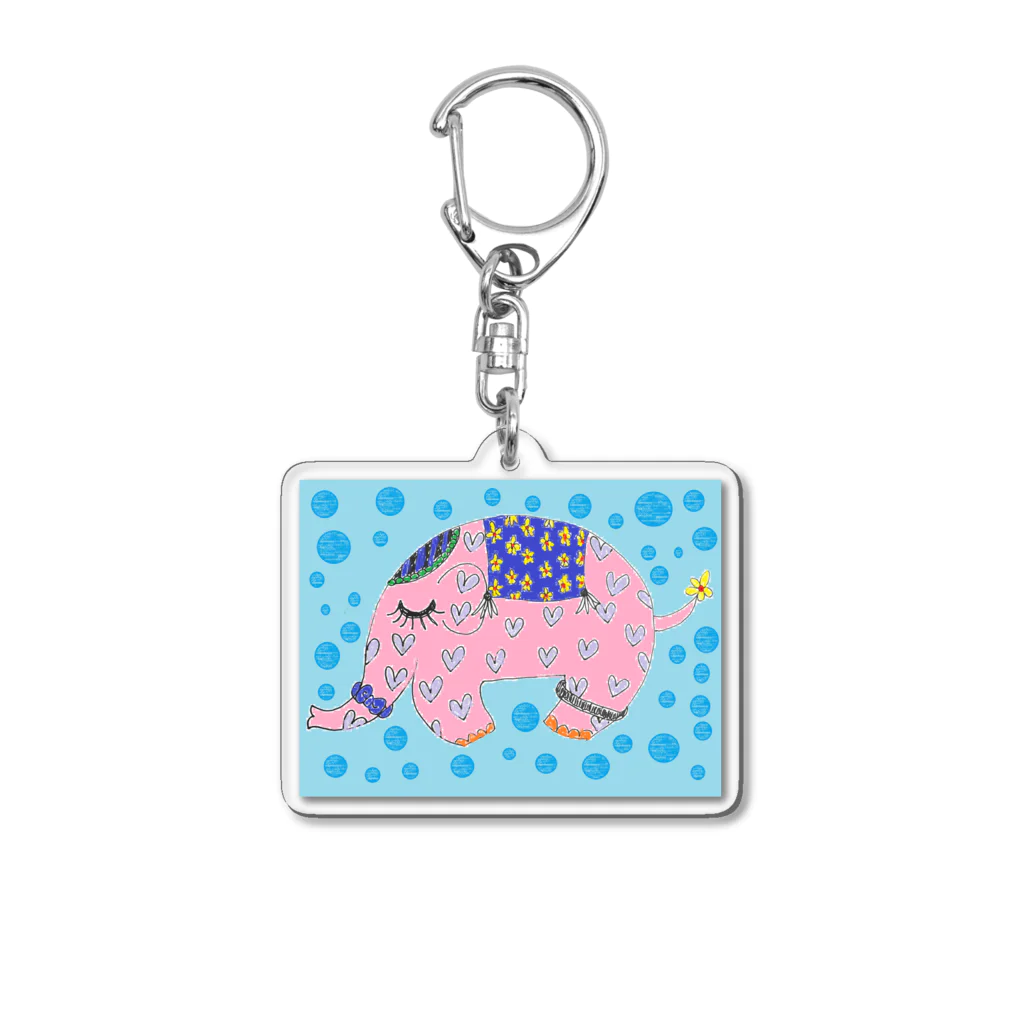 ピンクの象のピンクの象 Acrylic Key Chain