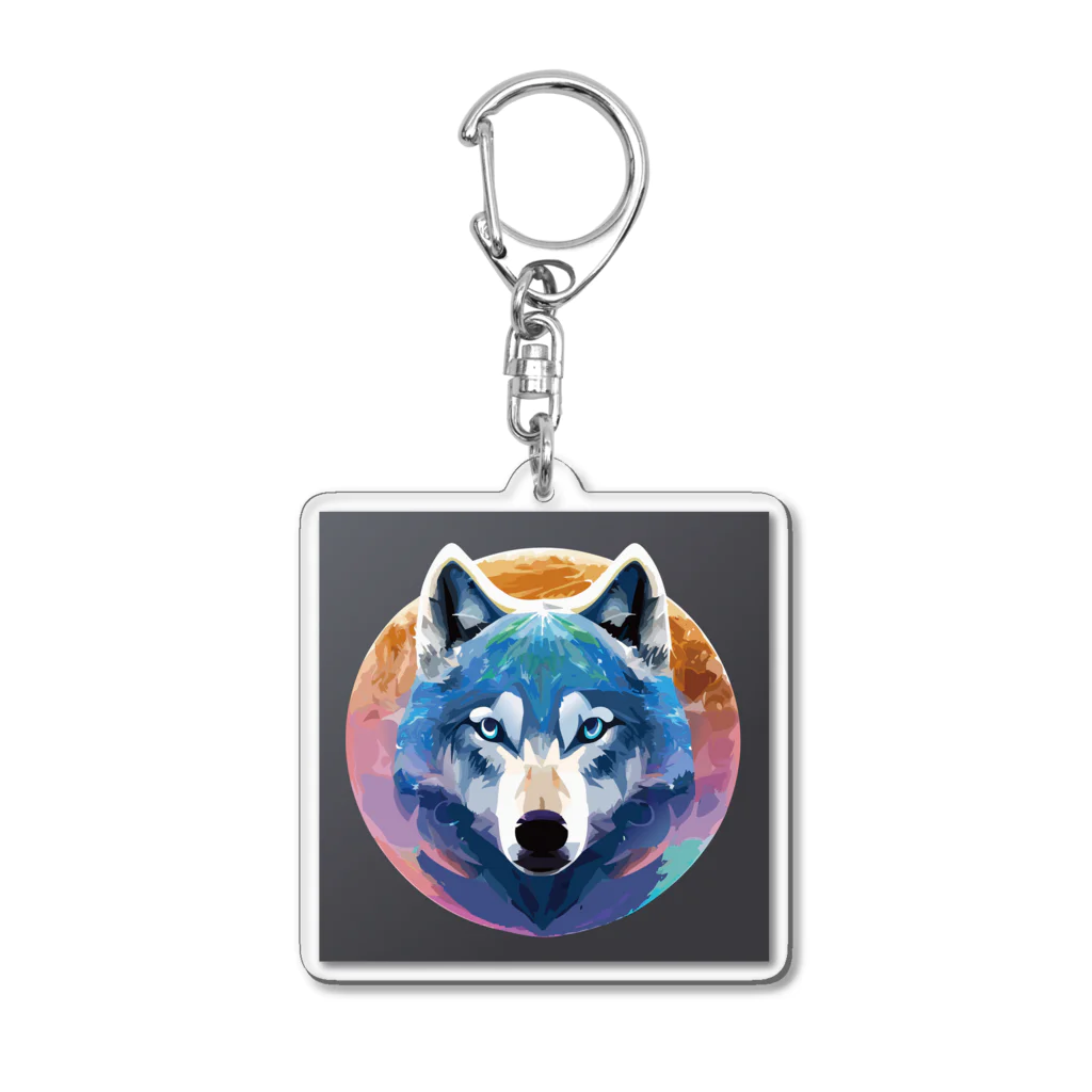 AI-factoryの銀河と青い目の狼 Acrylic Key Chain