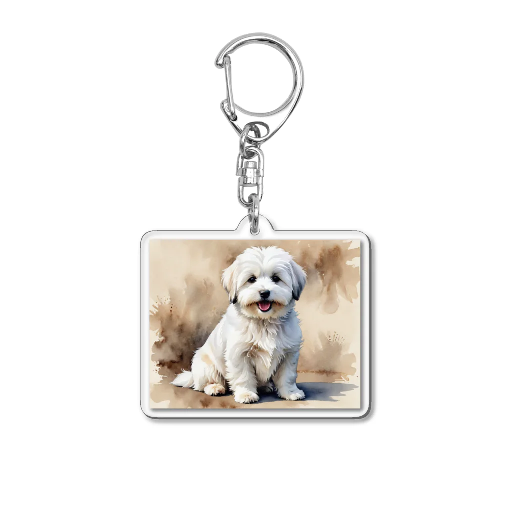 Animal Illustration shopのコトン・ド・テュレアール　Coton de Tulear　水彩画風 Acrylic Key Chain