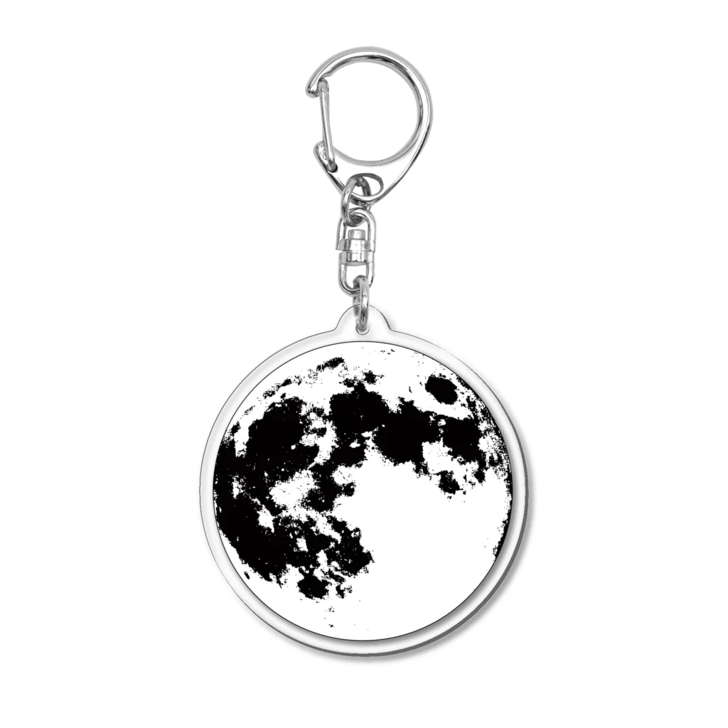 月蝕雑貨のモノクロの月 Acrylic Key Chain