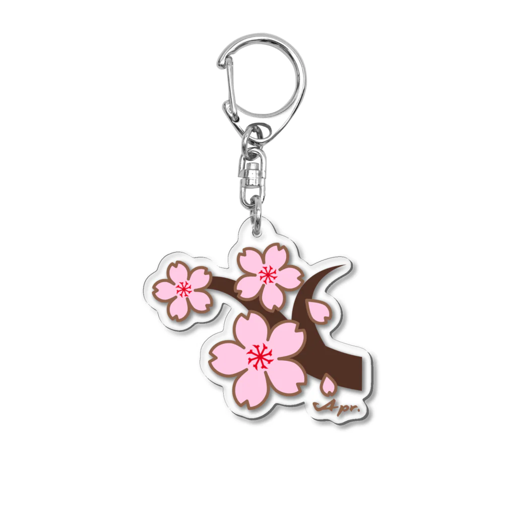 So湖いらの「誕生月花びわこ」4月さくらダイカットアクリルキーホルダー Acrylic Key Chain