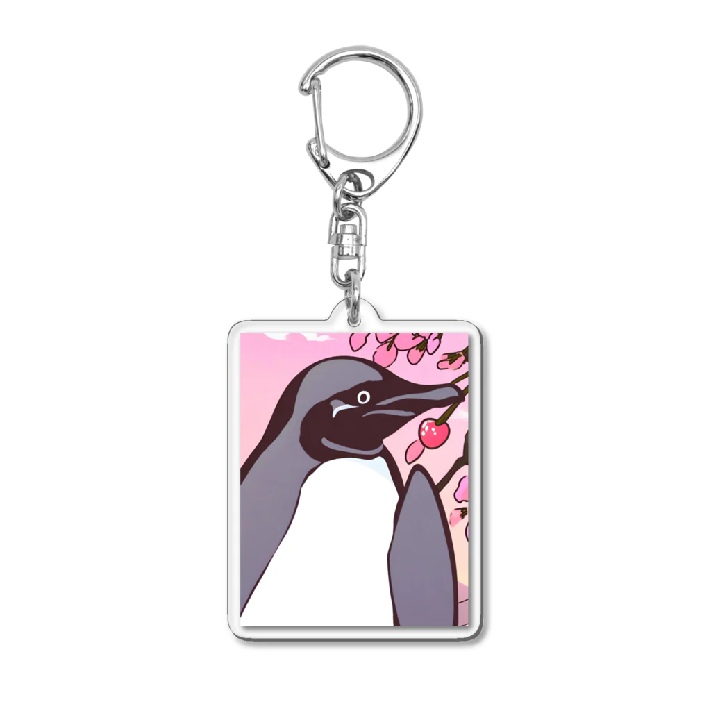 suke-maruruのペンギンと桜の木 Acrylic Key Chain