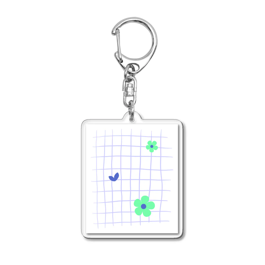 sansamのgrid flower Acrylic Key Chain