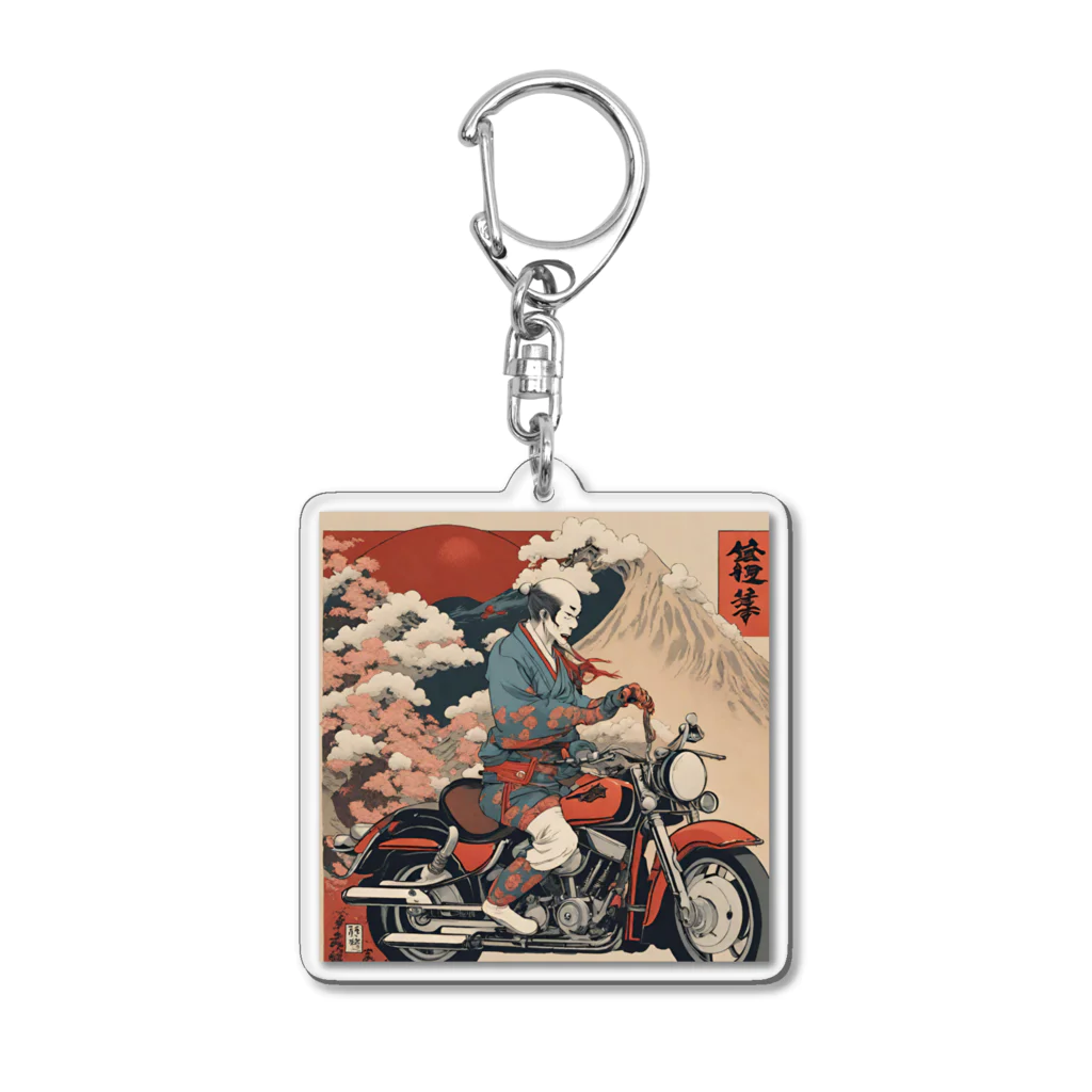 X50000Xのバイクに乗った浮世絵男性 Acrylic Key Chain