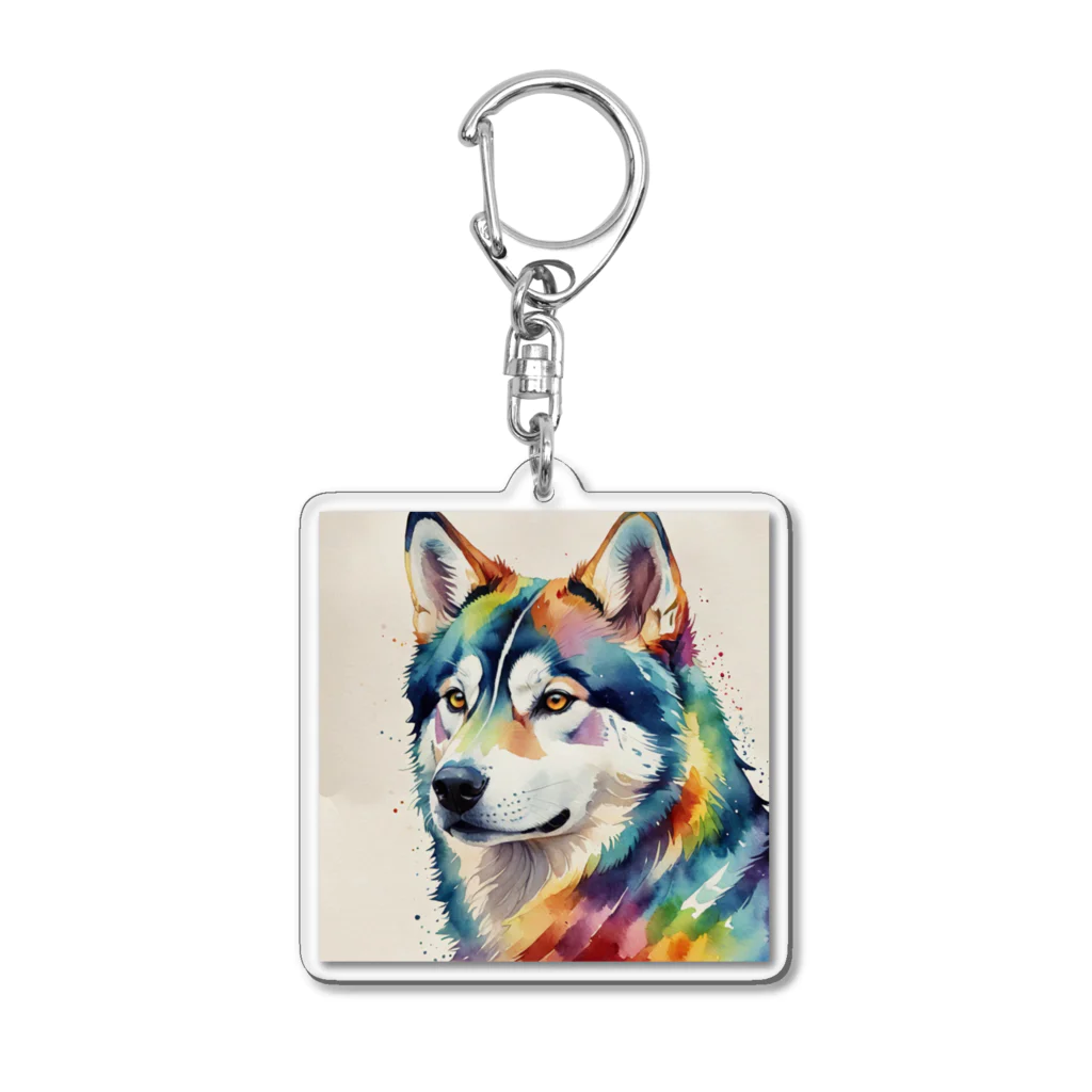 LGBTQ-のオオカミレインボーアート Acrylic Key Chain