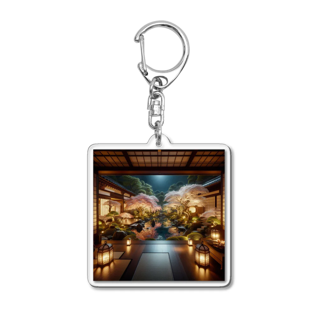 美女 アニメ 風景 おすすめの広大な日本庭園 Acrylic Key Chain