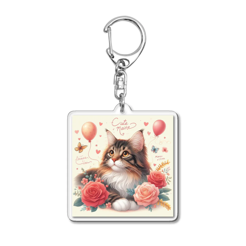 Y m @Y's shopの猫と薔薇 Acrylic Key Chain