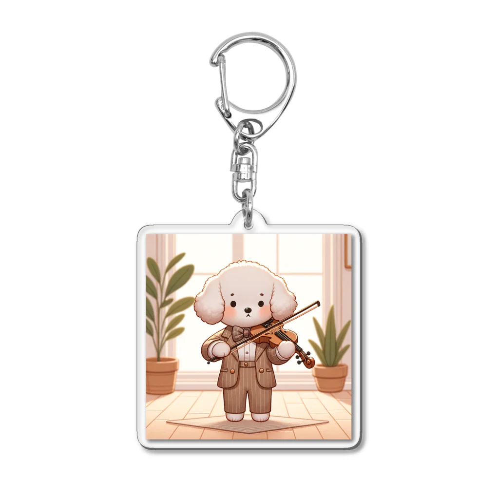 makoto401のバイオリンを弾くワンちゃん Acrylic Key Chain