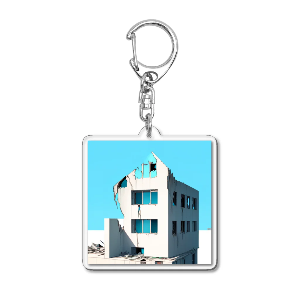 Buildingsの廃墟とスカイブルー Acrylic Key Chain