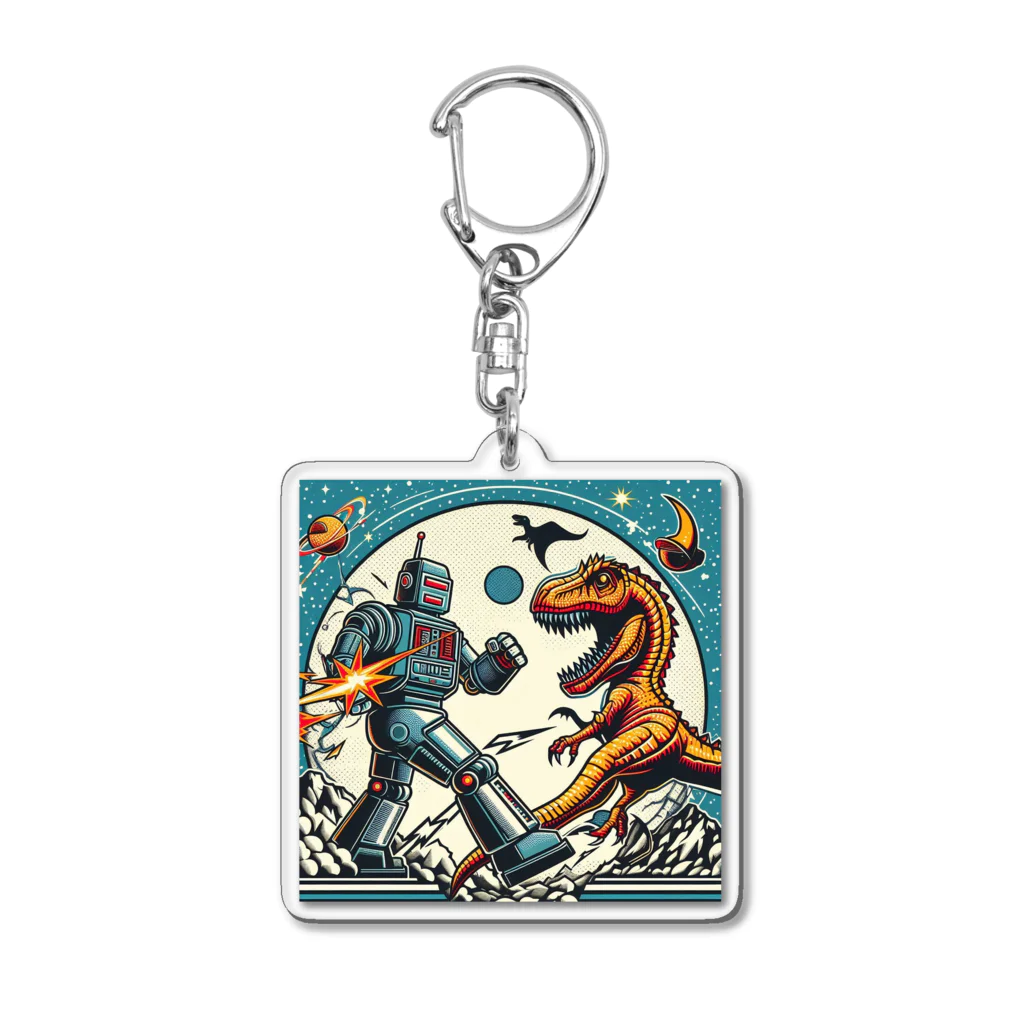 Y..Tのロボットと恐竜の戦いシリーズ Acrylic Key Chain