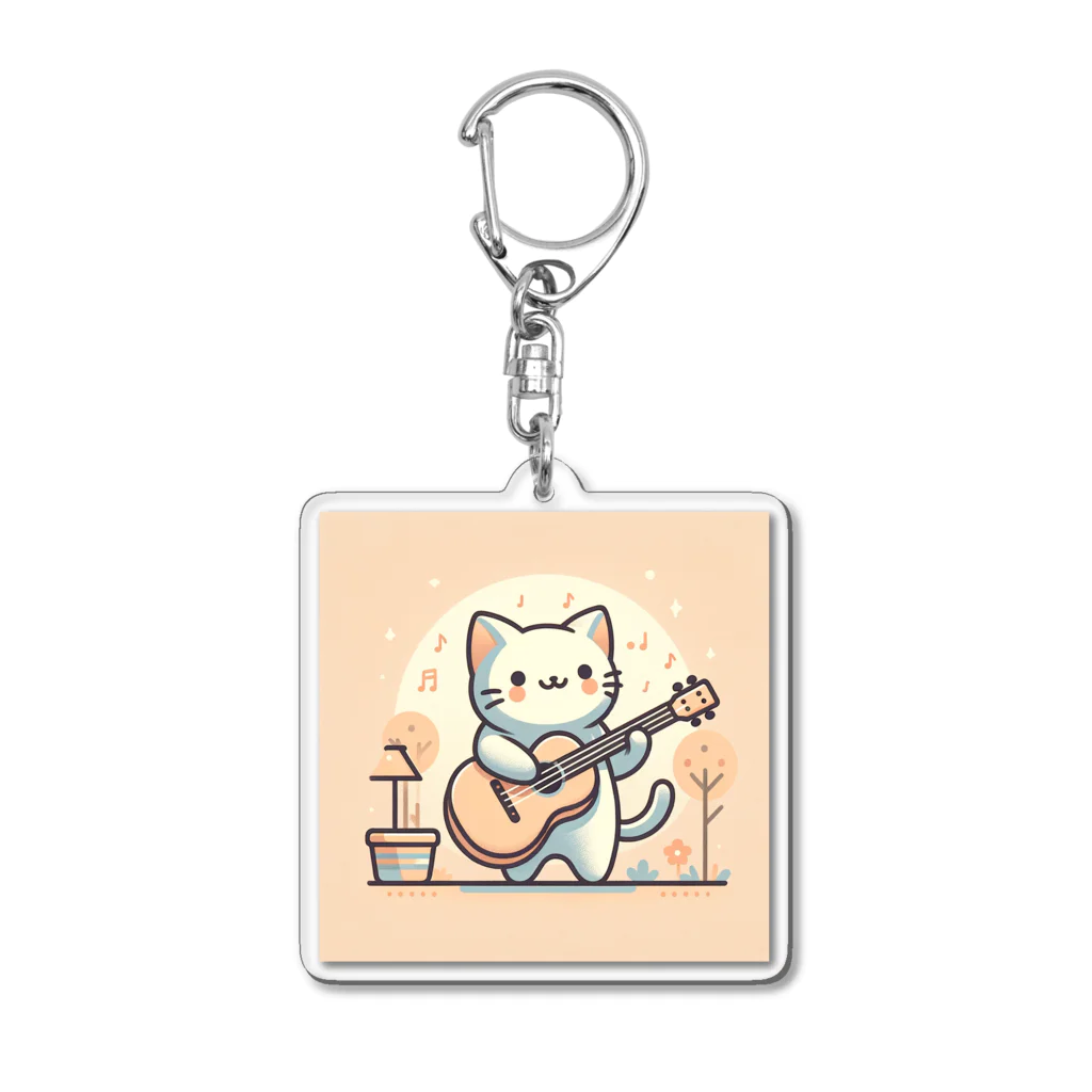 makoto401のギター好きな猫ちゃん Acrylic Key Chain