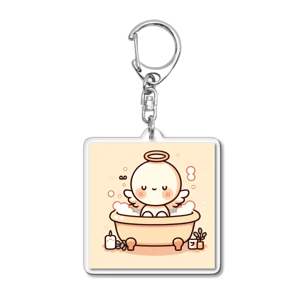 makoto401のお風呂好きな天使ちゃん Acrylic Key Chain