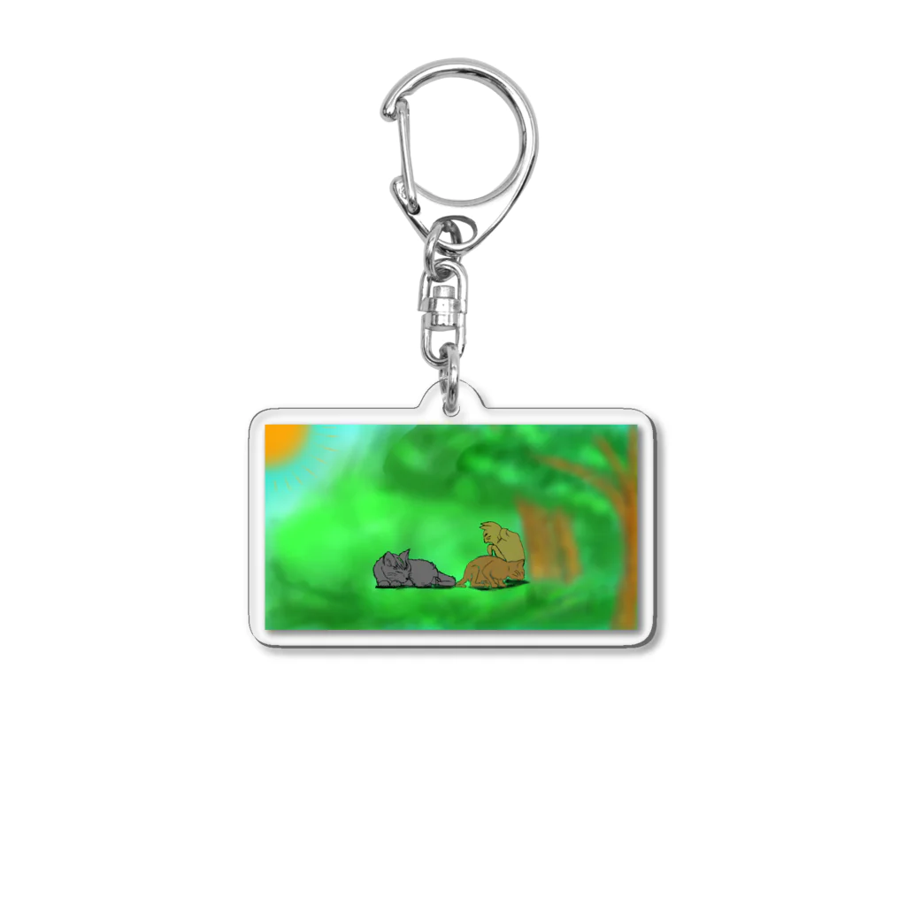 夢想風舞の緑と猫 Acrylic Key Chain