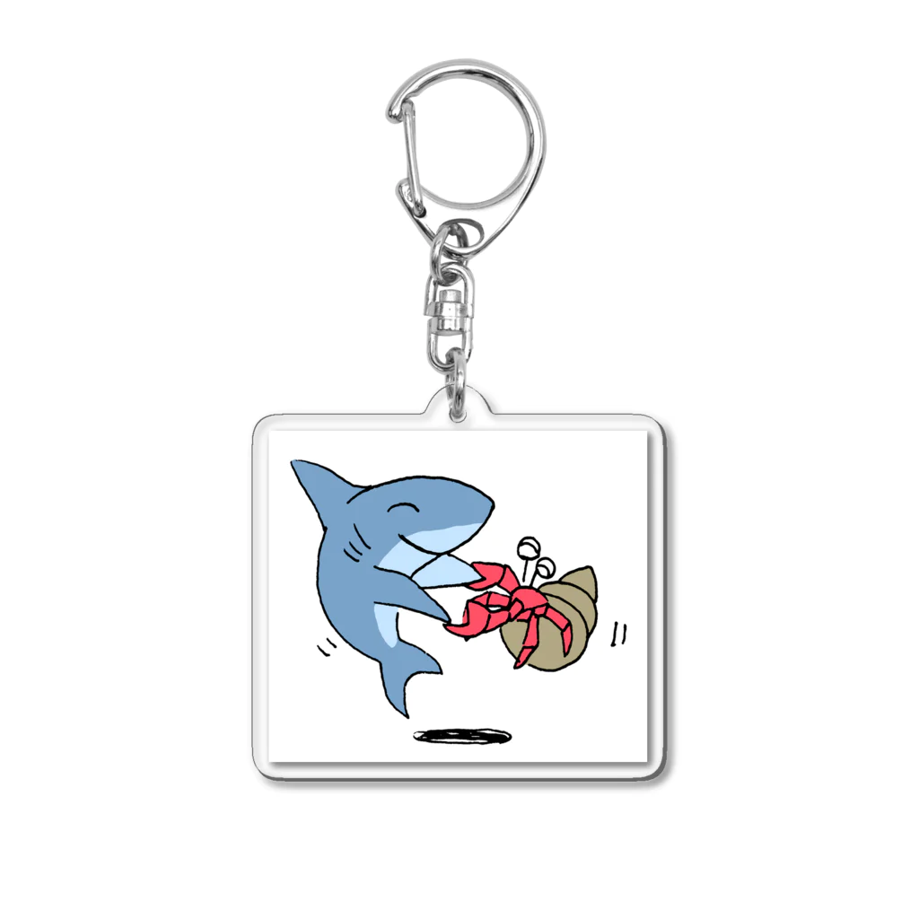 seki_takoyakiの仲良しのサメくんとヤドカリくん Acrylic Key Chain