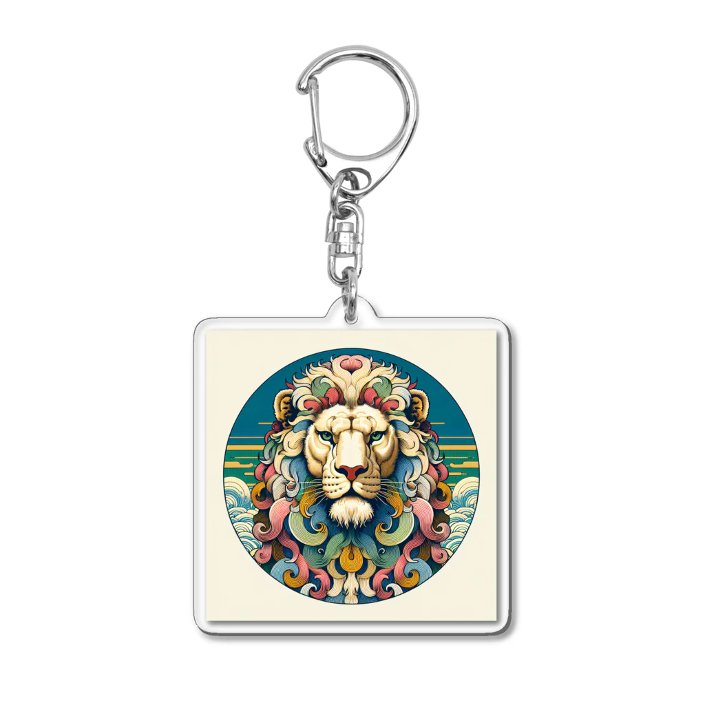 chaochao0701の浮世絵風　ライオン（顔）"Ukiyo-e style lion (face)."  "浮世繪風格的獅子（臉）。" Acrylic Key Chain