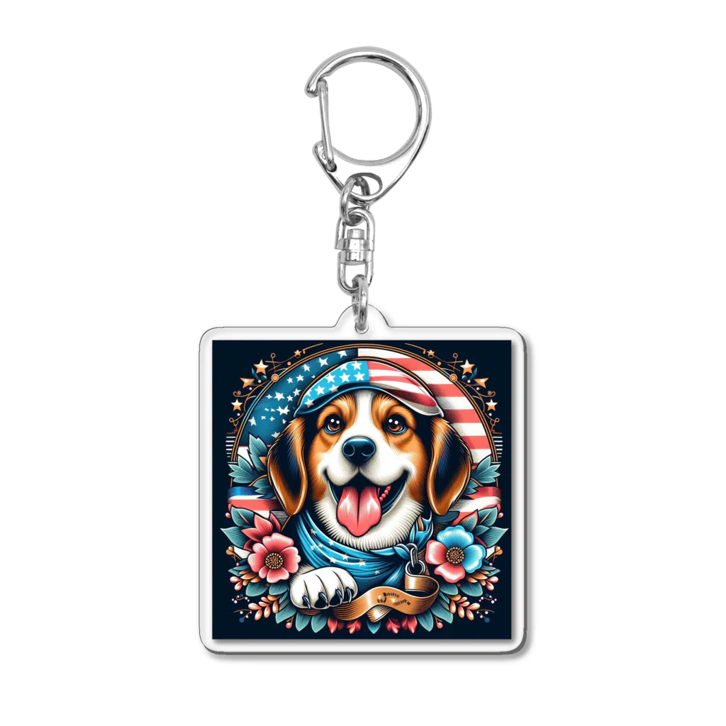 a.t.storeのアメリカンな犬 Acrylic Key Chain