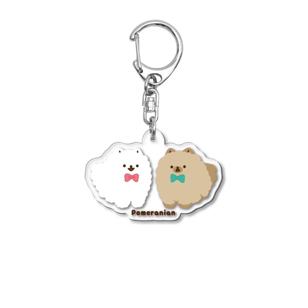 7kuma工房の白ポメとタヌぽめ Acrylic Key Chain