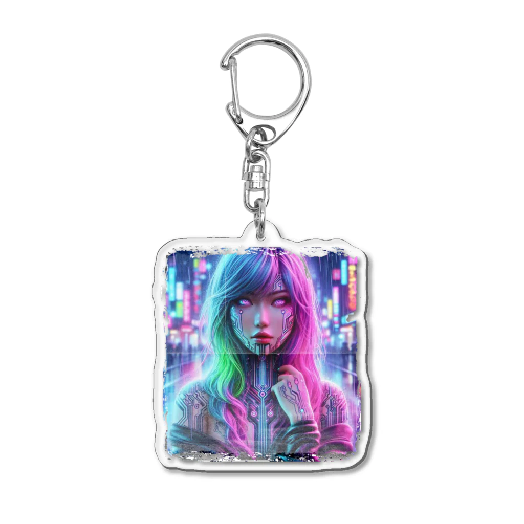 やる気0㌫のサイバーパンク【美女】 Acrylic Key Chain