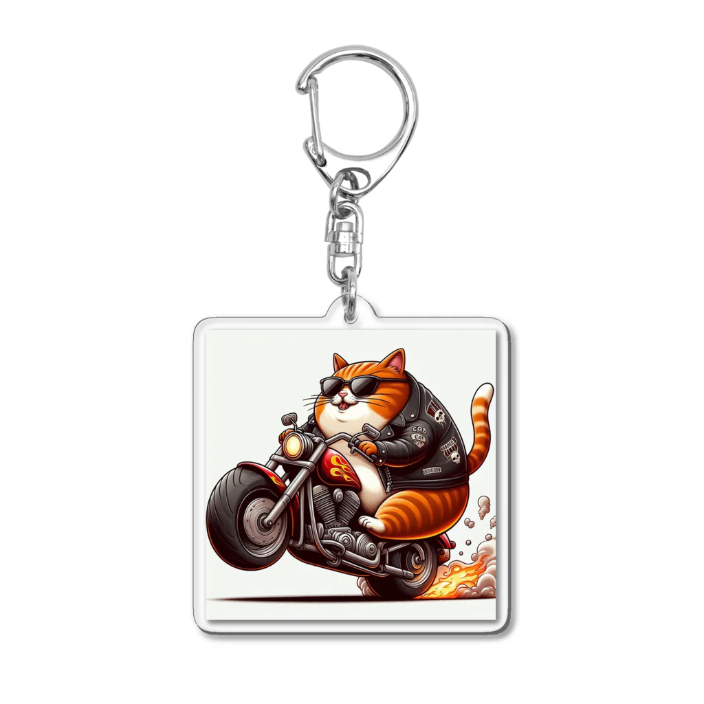 PURINPURINのバイク猫 Acrylic Key Chain