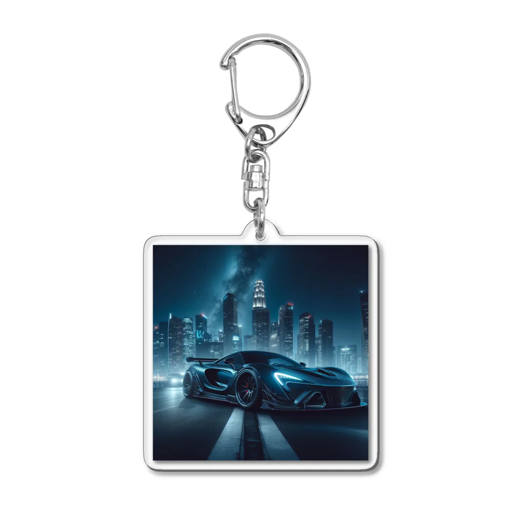 556わーくすのスポーツカーと夜景② Acrylic Key Chain