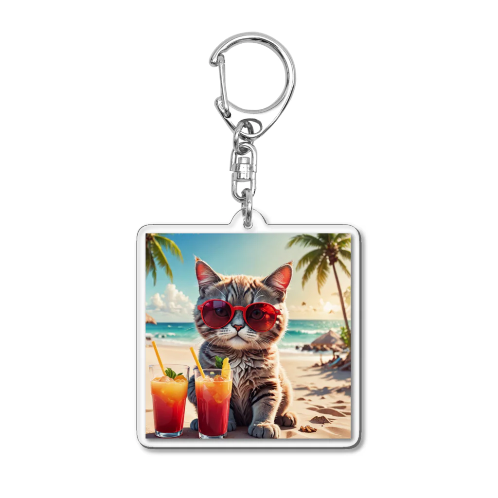 syun78のお店のバカンス猫 Acrylic Key Chain