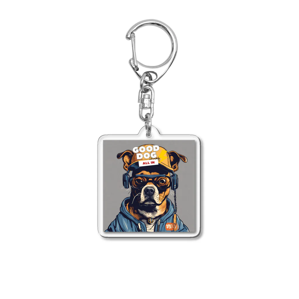 reon-5のちょっとストリート感のある犬のデザインです。 Acrylic Key Chain