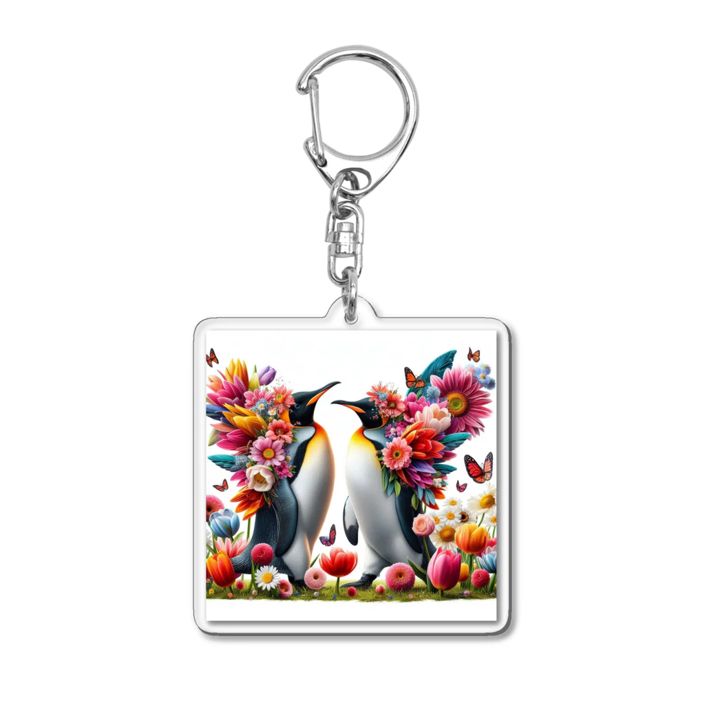 zenjoyのフラワーペンギン Acrylic Key Chain