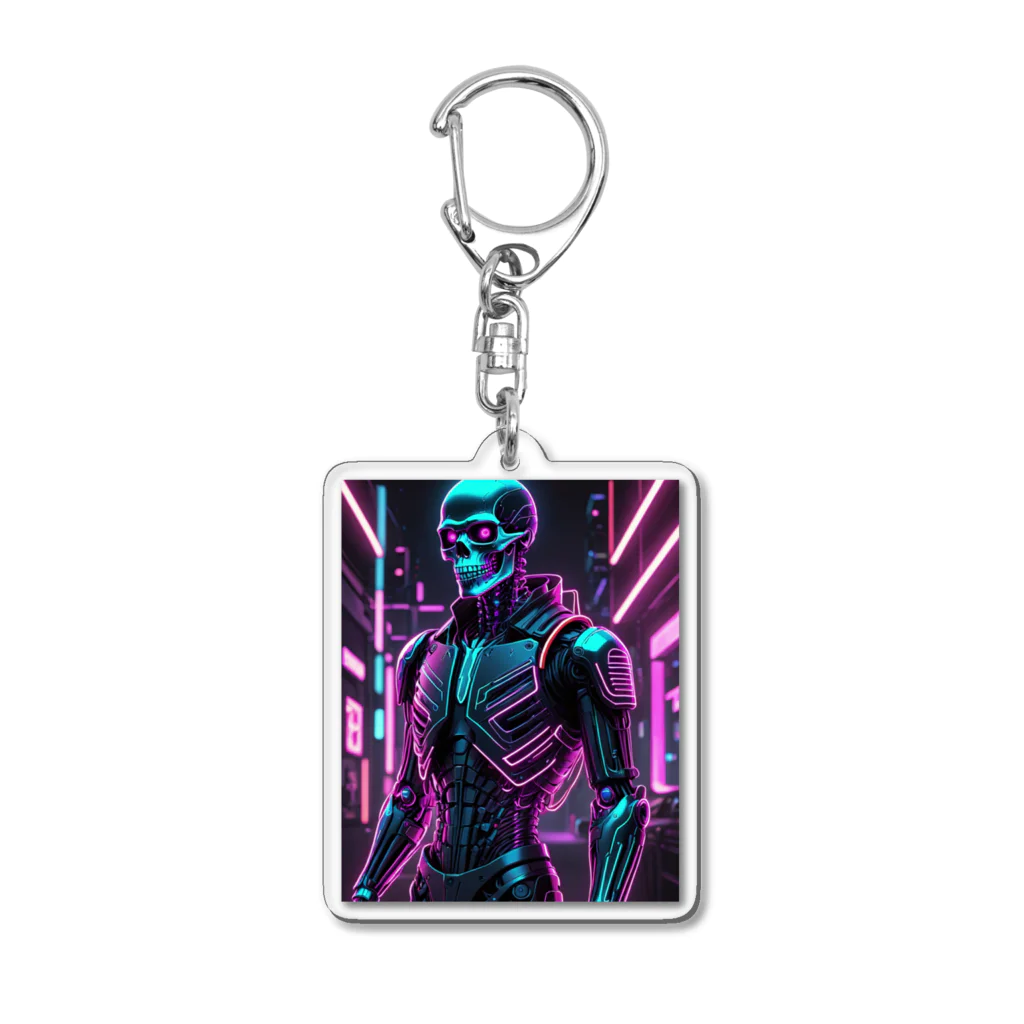 Skeletonの超クールな骸骨のサイバーパンクアート！ Acrylic Key Chain