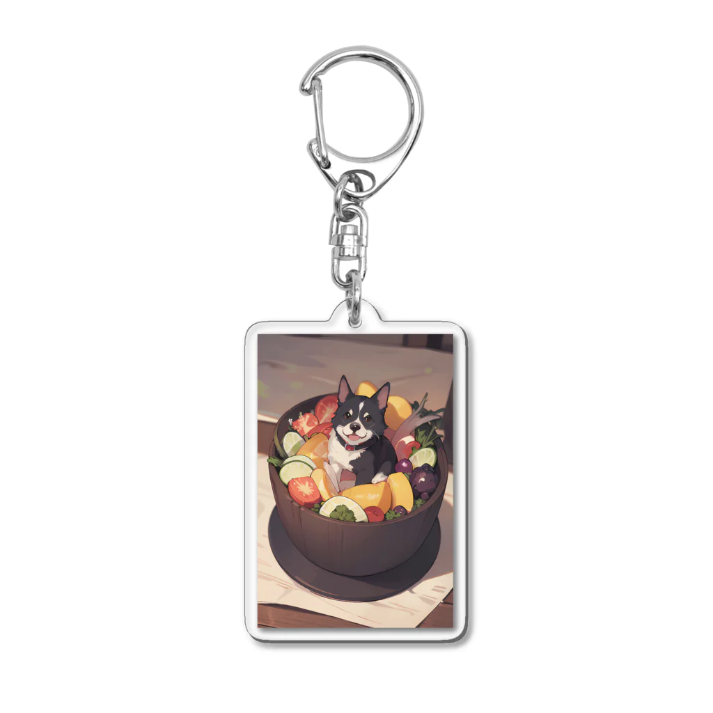 智のショップの野菜と犬① Acrylic Key Chain