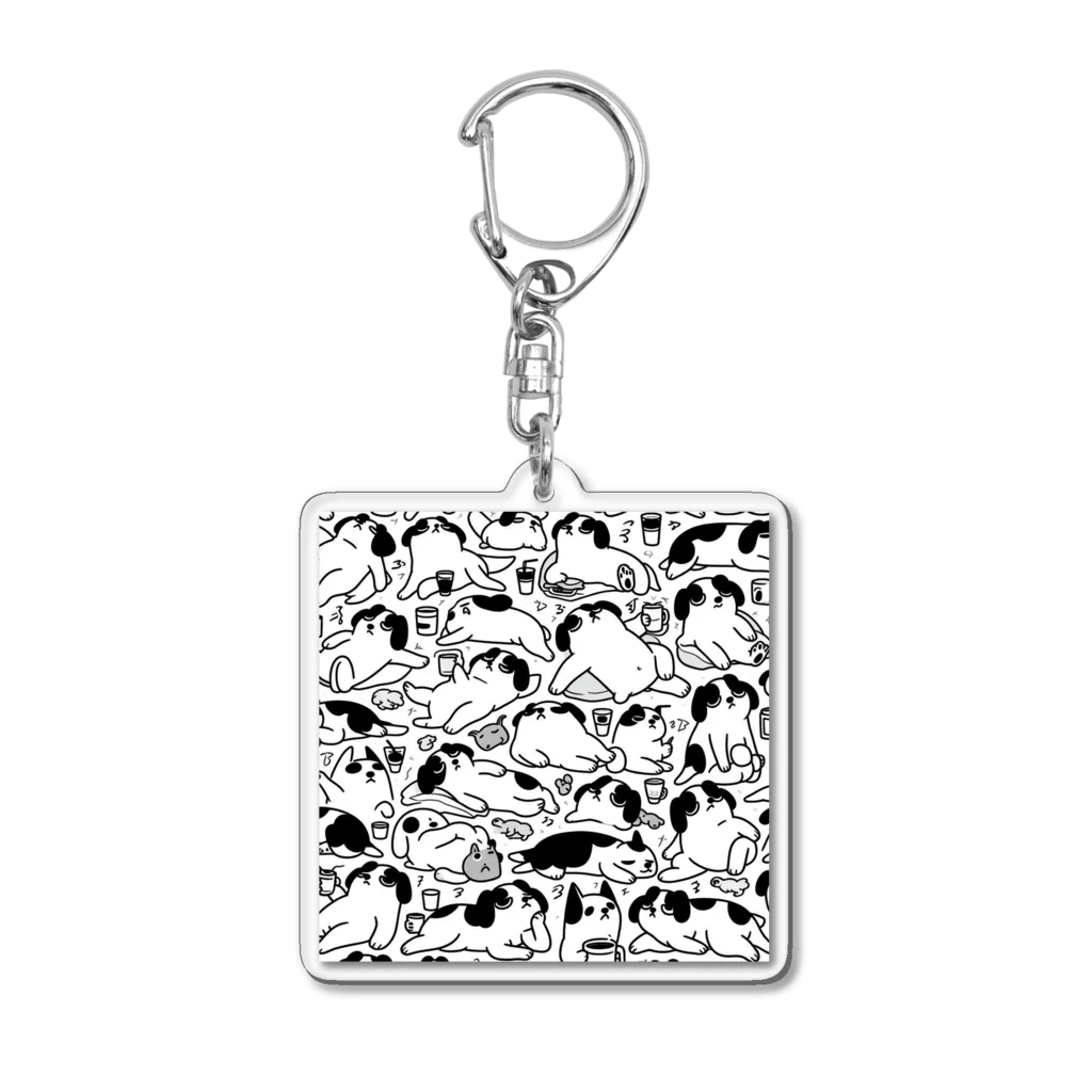 カピバラの#大量シリーズ　気怠犬のバカンス Acrylic Key Chain