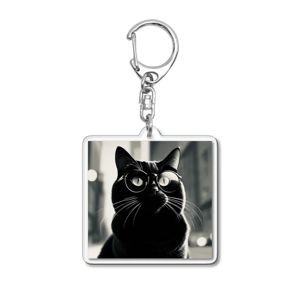 mknの貫禄のあるくろ猫 Acrylic Key Chain