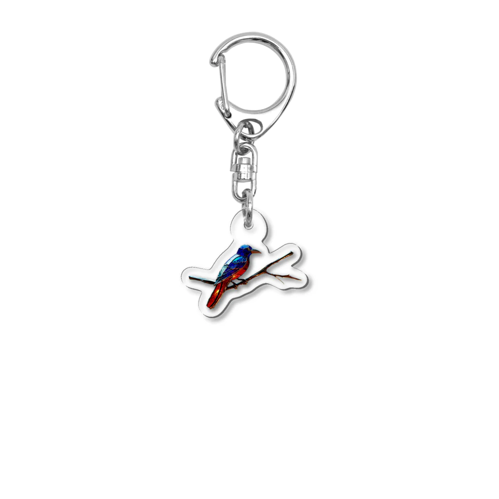 NaRaNiのガラスカラス　stained glass crow  Acrylic Key Chain