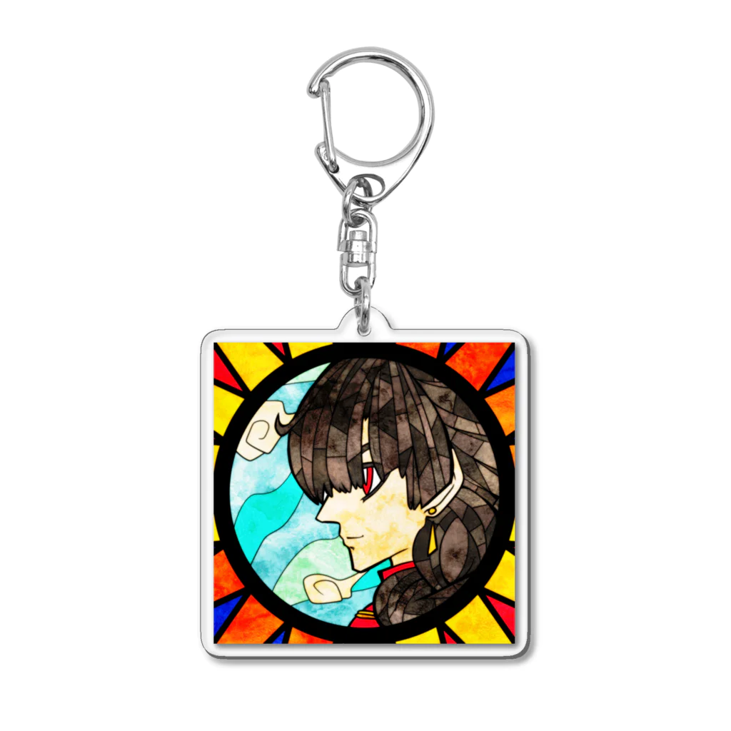 がらすやの黒髪おさげくん Acrylic Key Chain