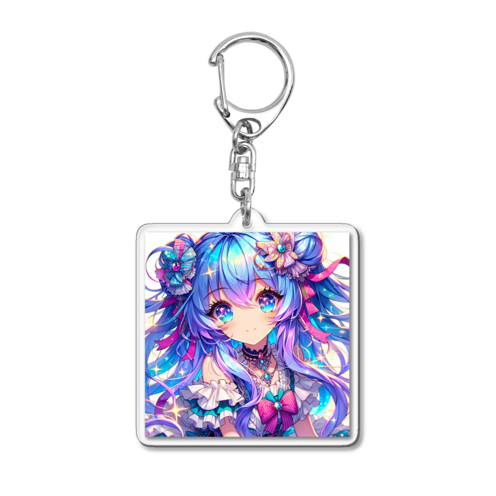 おでけけのおでかけの派手髪女の子 Acrylic Key Chain