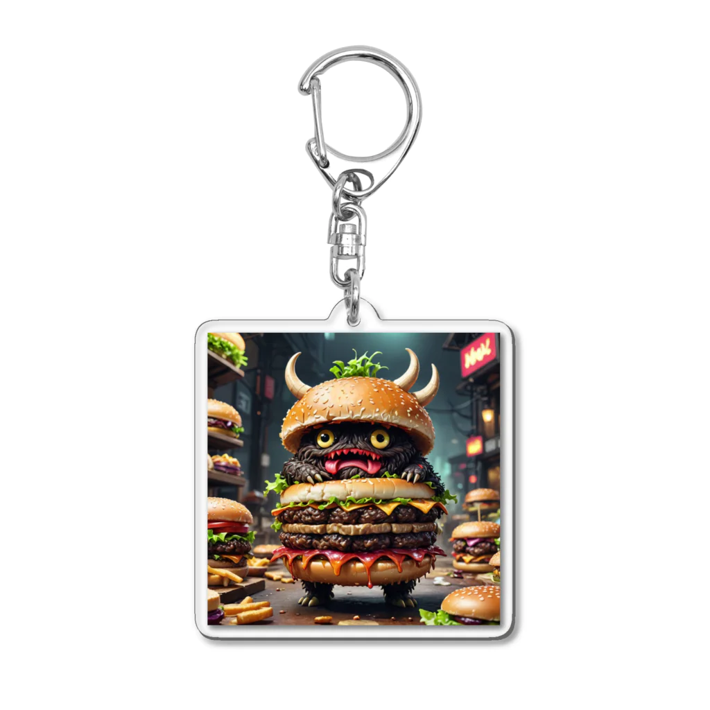 AI妖怪大図鑑のトリプル肉厚ビーフバーガー妖怪　バグドガルド Acrylic Key Chain