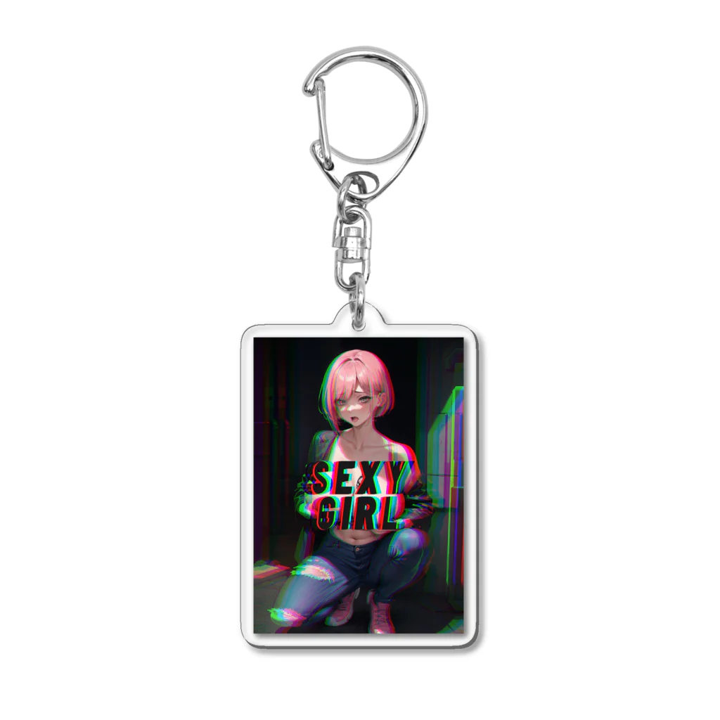 adultistのサイバー ピンクセクシーガール Acrylic Key Chain